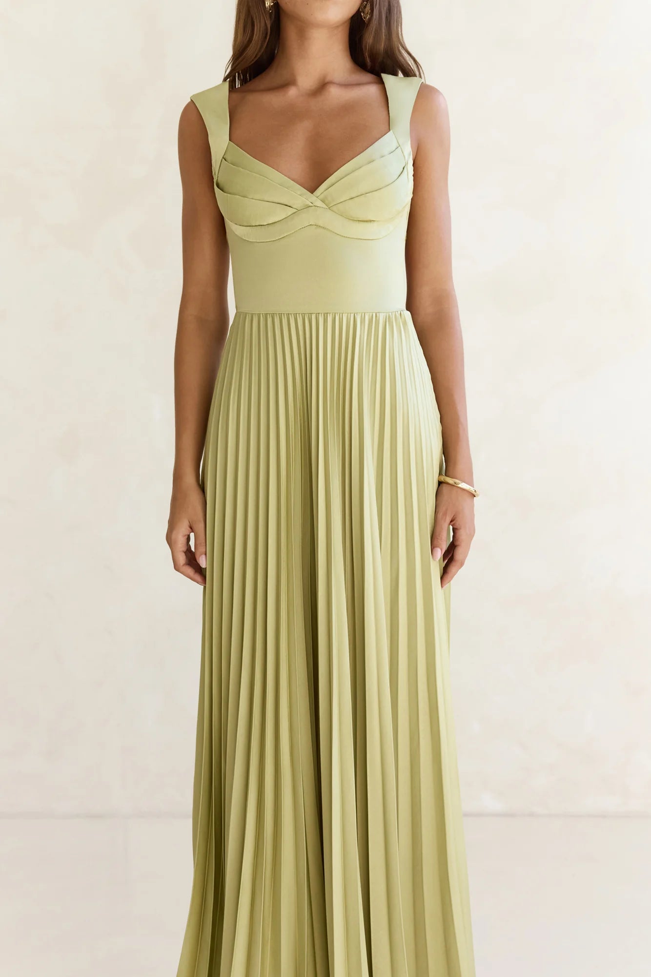 Song Of The Sky Plisse Maxi Dress Green