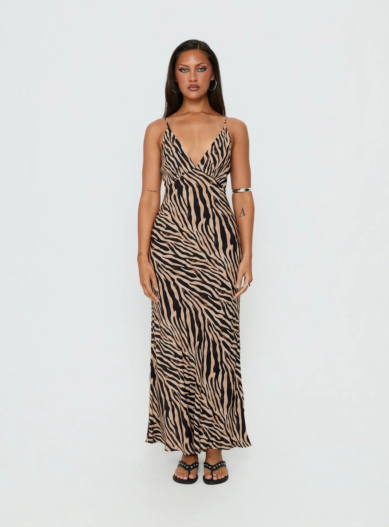 Cherilynn V Neck Maxi Dress Zebra