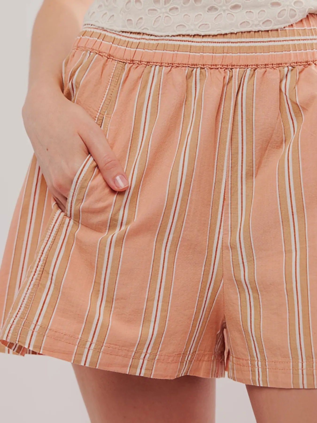 Striped High-Waist Linen Blend Summer Shorts