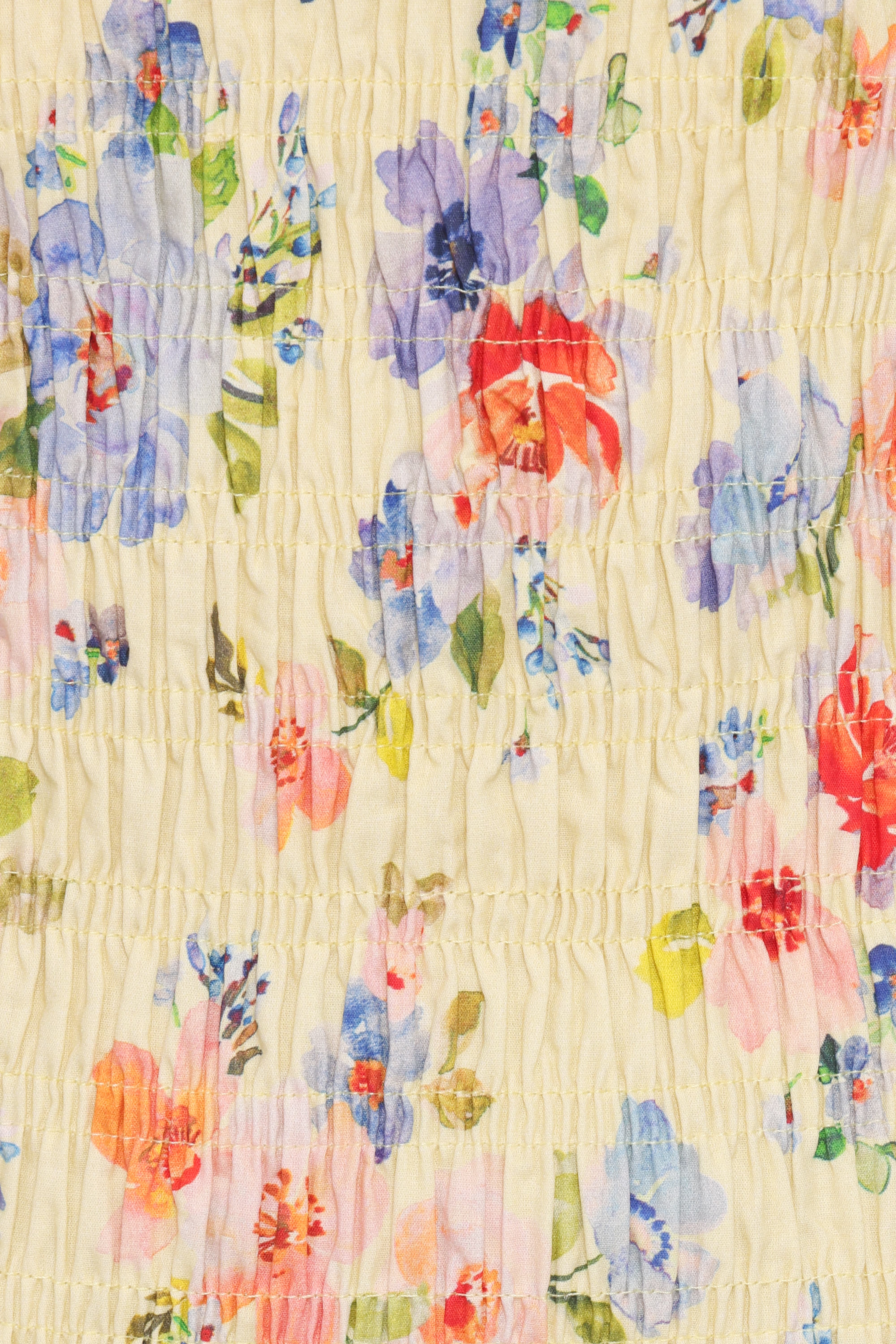 Kaelyn Gather Mini Dress - Yellow Floral
