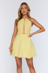 Designed With Love Halter Mini Dress Yellow