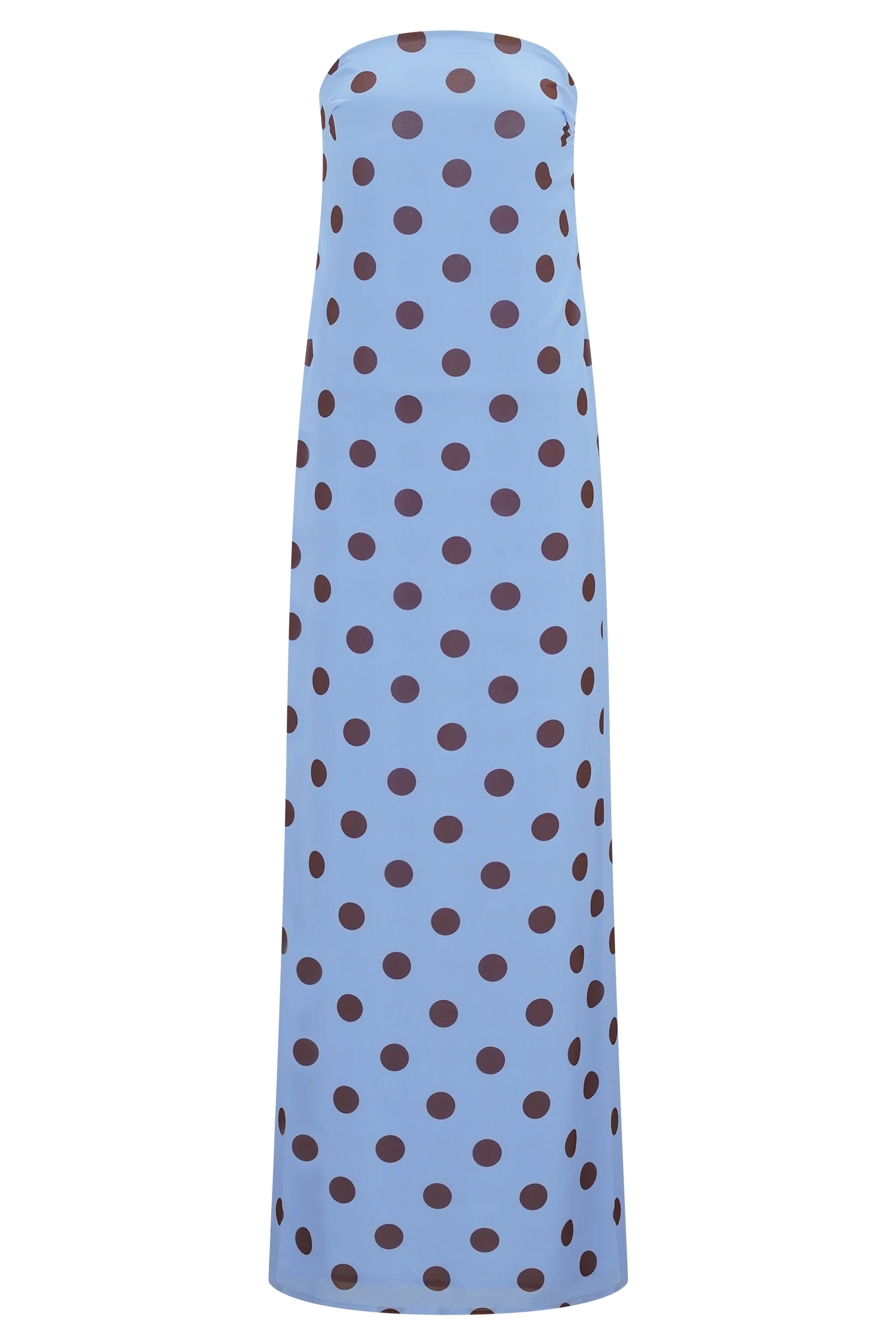 Amaya Strapless Chiffon Maxi Dress - Blue Polka Dot