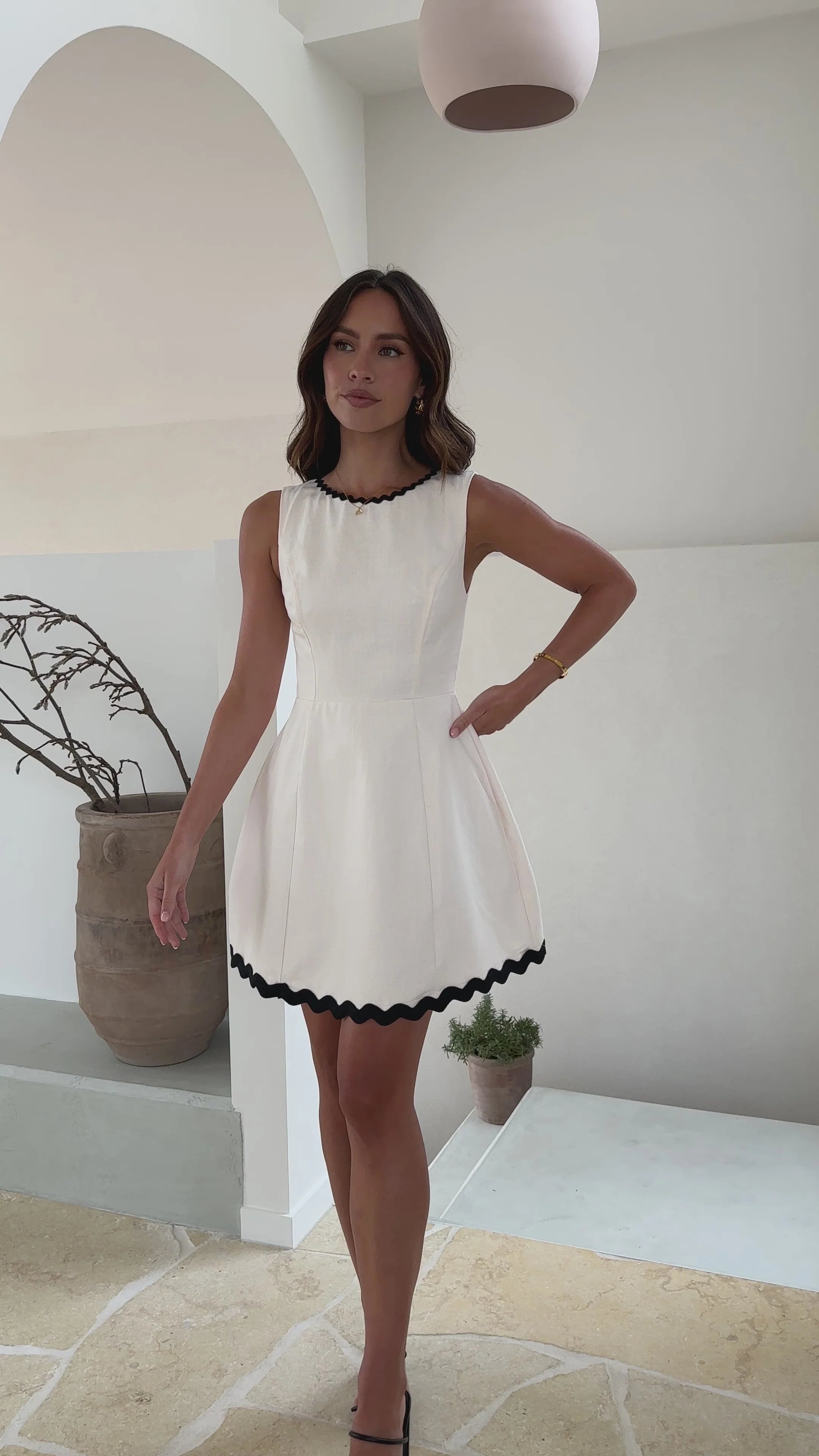 Aceline Mini Dress - Oat/Black