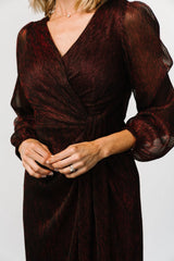 Devlyn Pleated Dress | Ruby Shimmer