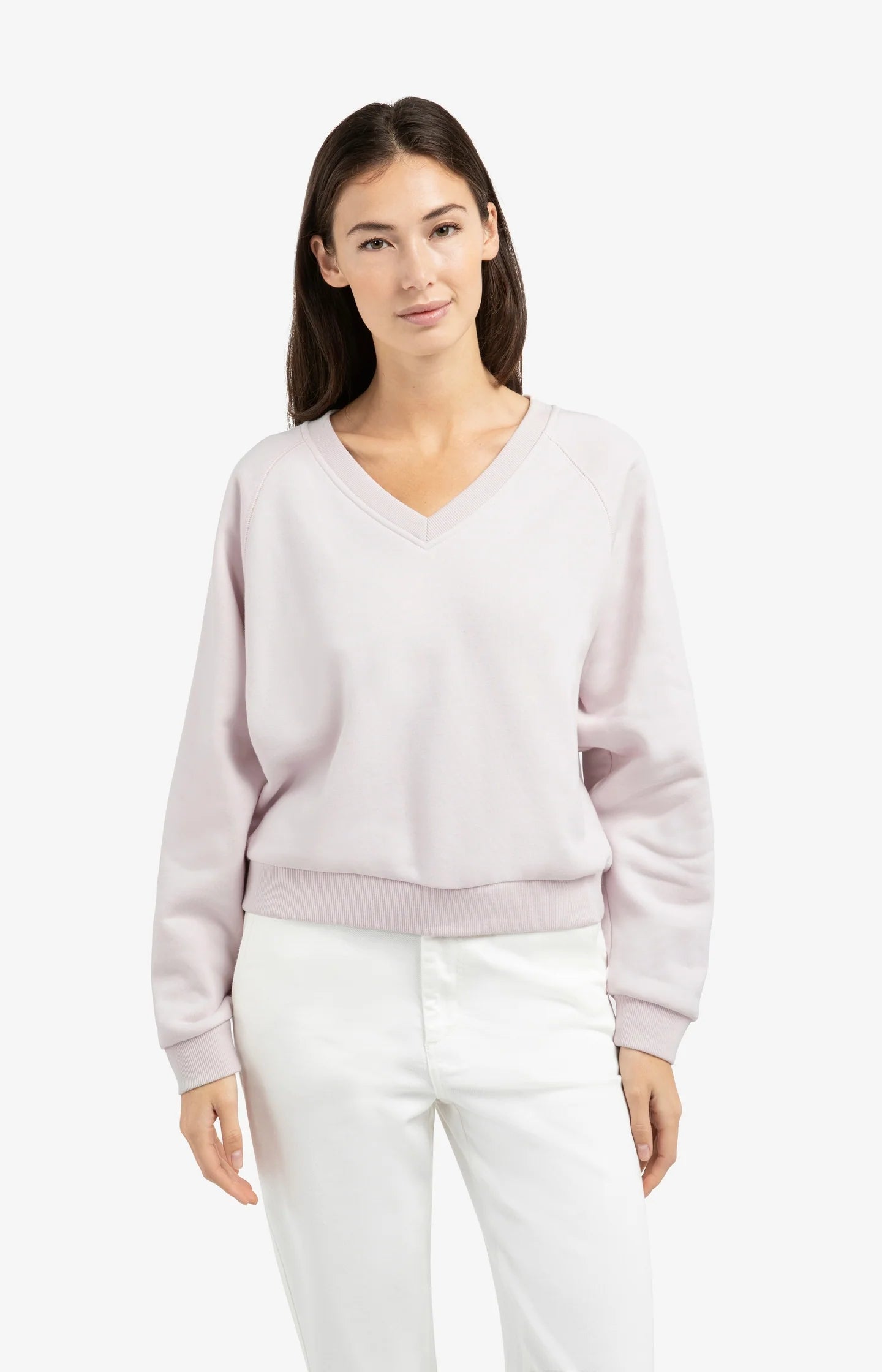 Sweater with V-neck and ribbed trims