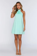 Need This Edit Halter Mini Dress Aqua