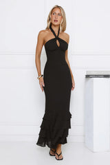 The Cool Standard Halter Maxi Dress Black