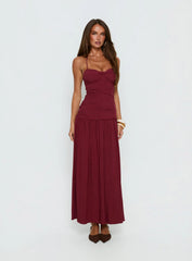 Marguerite Halter Maxi Dress Ruby Wine