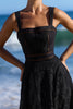black cotton placement broderie anglaise midi dress