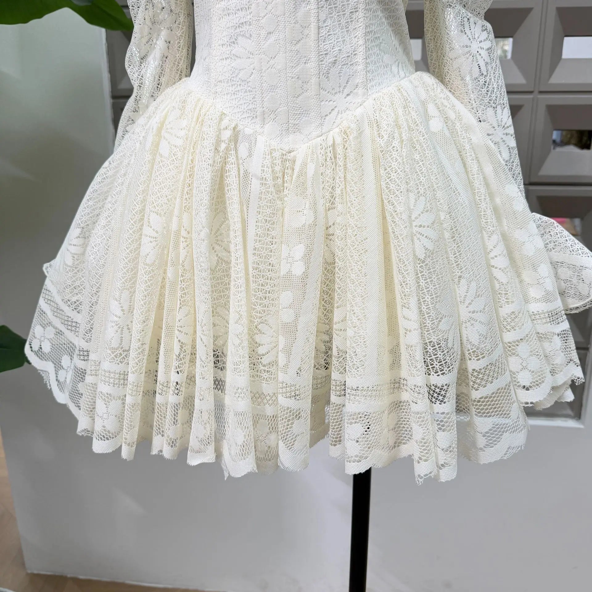Off Shoulder Lace Corset Flared Mini Dress