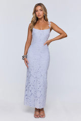 Daydreaming Light Embroidered Maxi Dress Blue