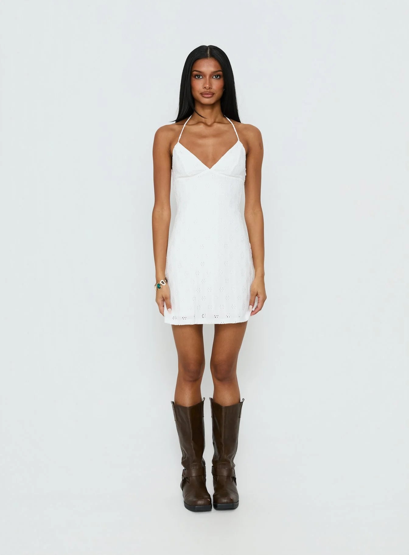 Summer Cider Embroidered Mini Dress White