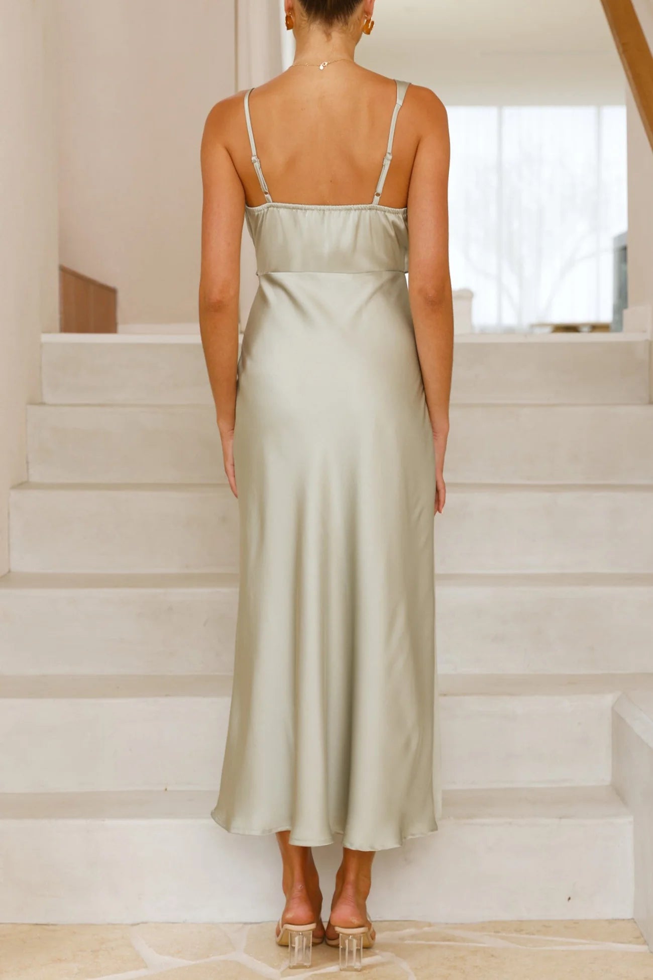 Satin Cowl Neck Cami Dress