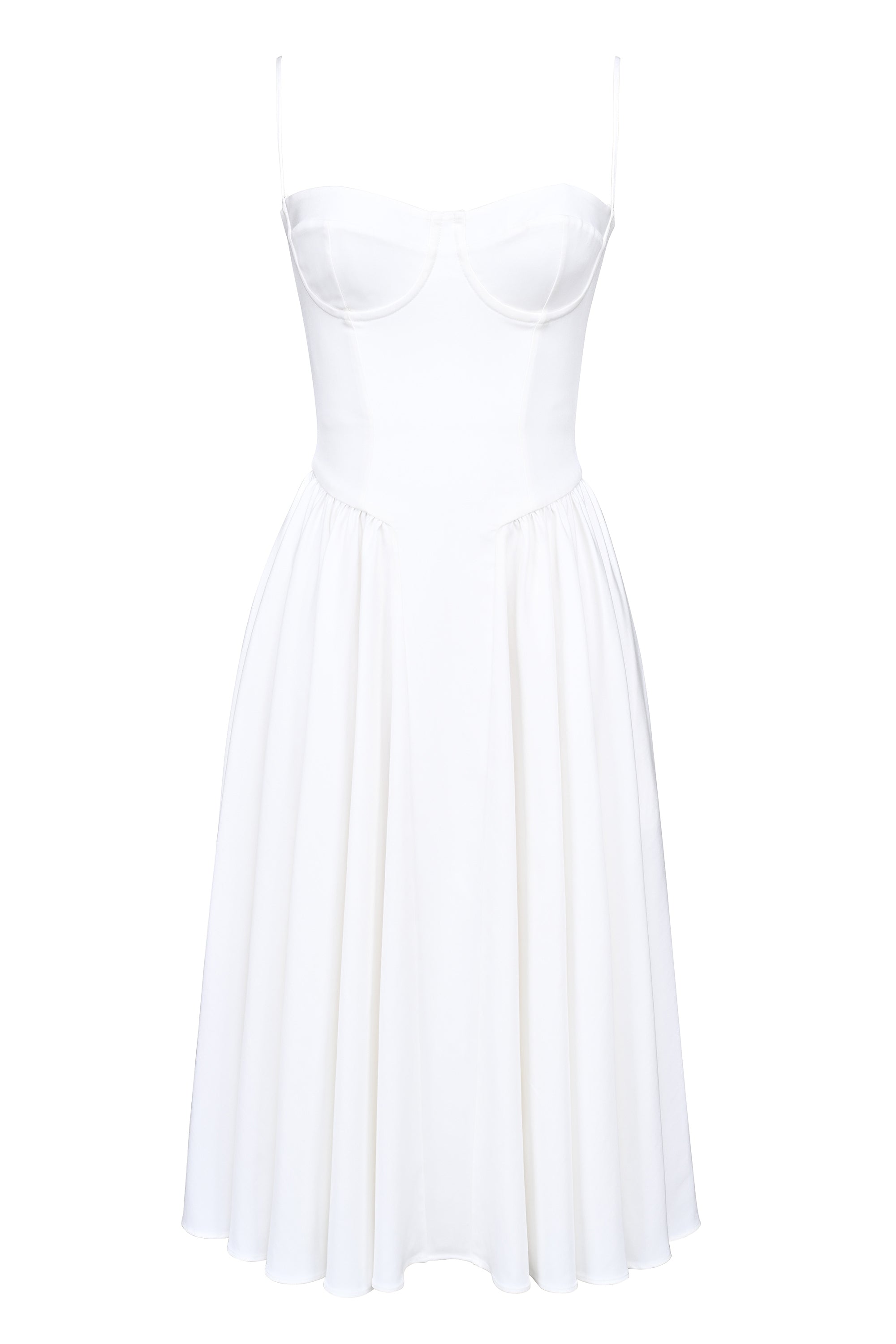 Samaria-White Corset Midi Dress