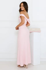 Slay the Night Off Shoulder Maxi Dress Pink
