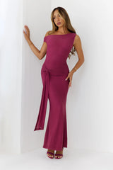 Want The Best Off Shoulder Maxi Dress Plum