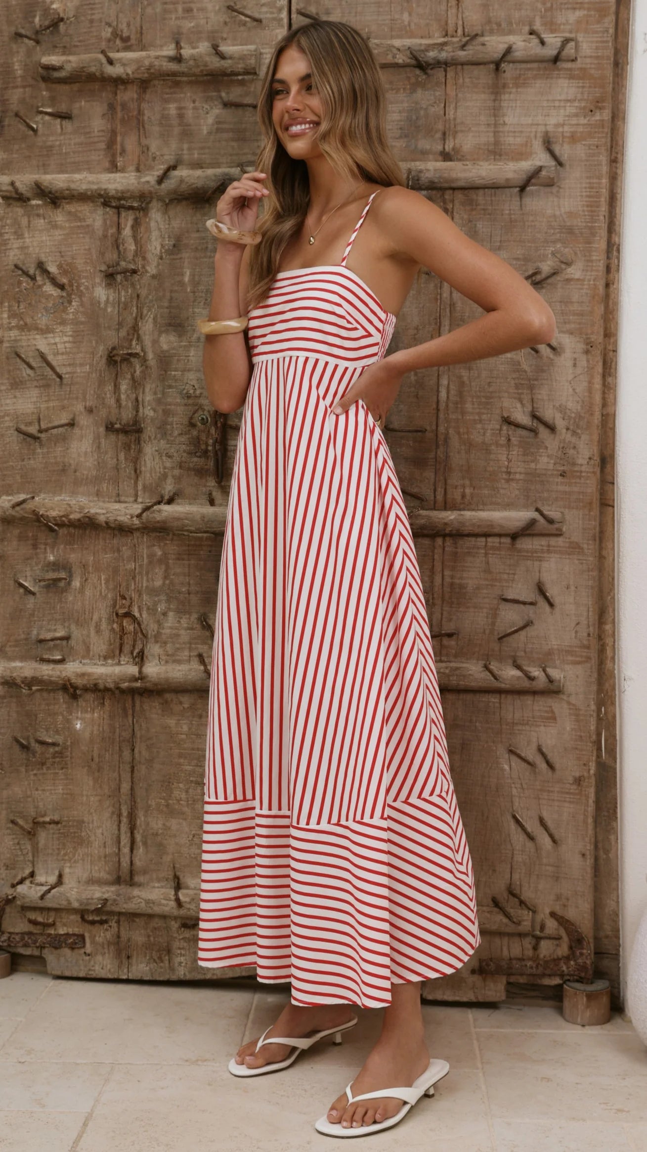 Marcel Maxi Dress - Red/White Stripe