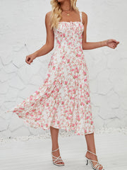 Floral Sleeveless Lace-Up Side Slit Dress Sundress