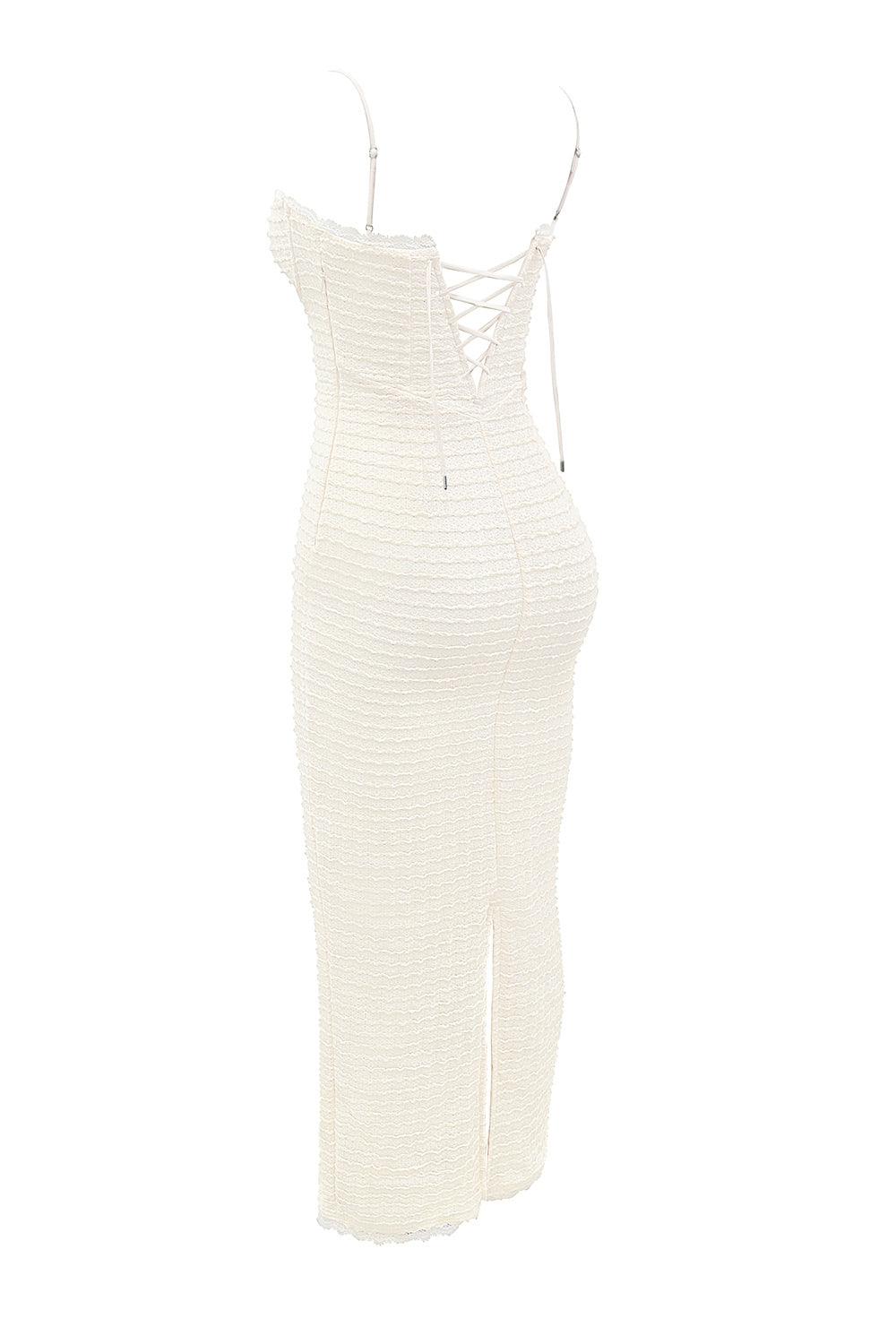 Elinor-Cream Tea Frill Lace Midi Dress