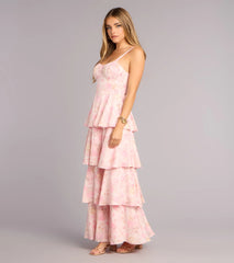 Pretty Agenda Floral Woven Ruffle Maxi Dress