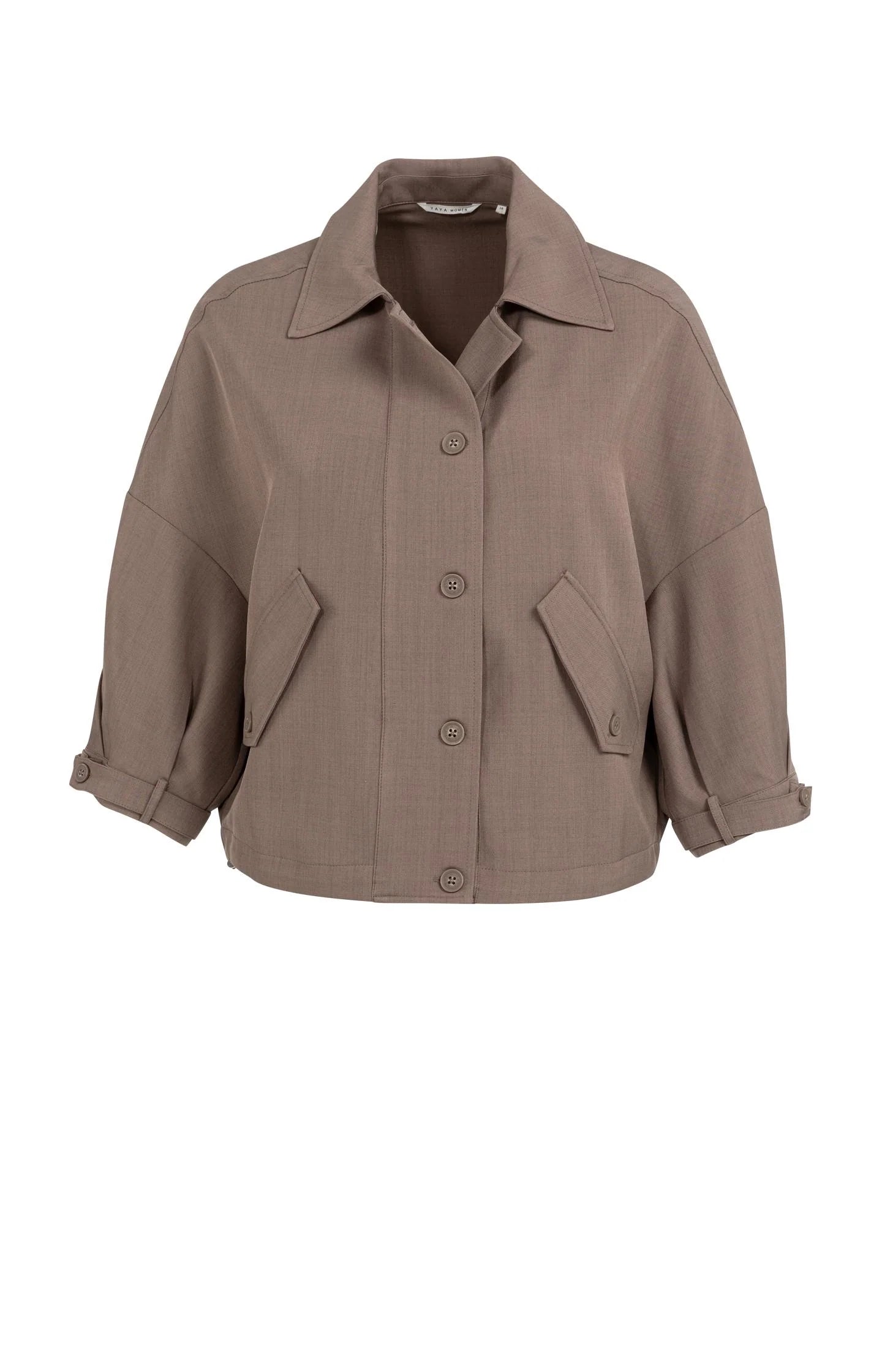 Blouse jacket with adjustable waistband and pockets