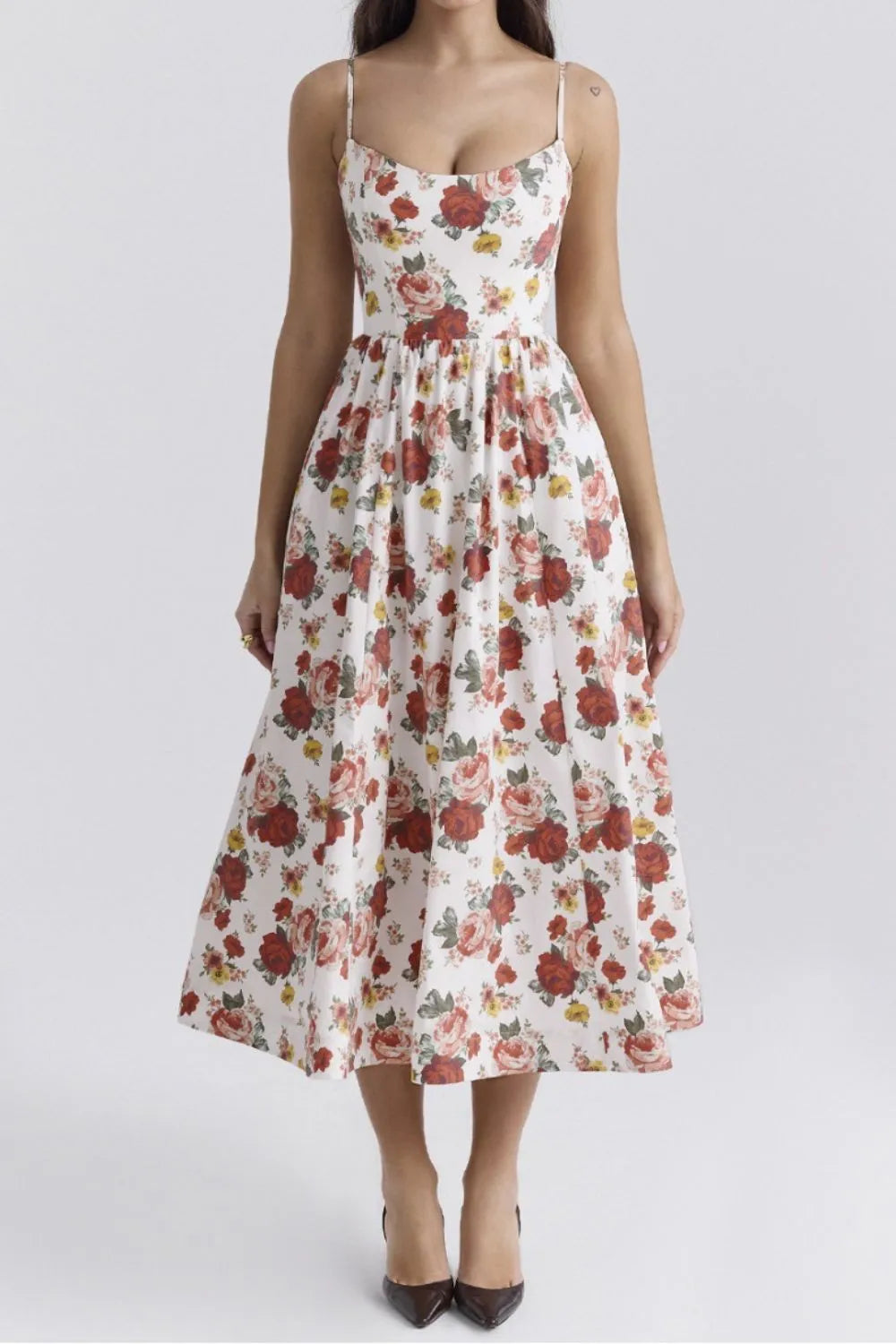 Floral Print Spaghetti Strap Midi Dress