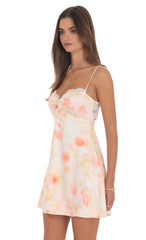 Open Back With Lace Panel Floral Mini Dress