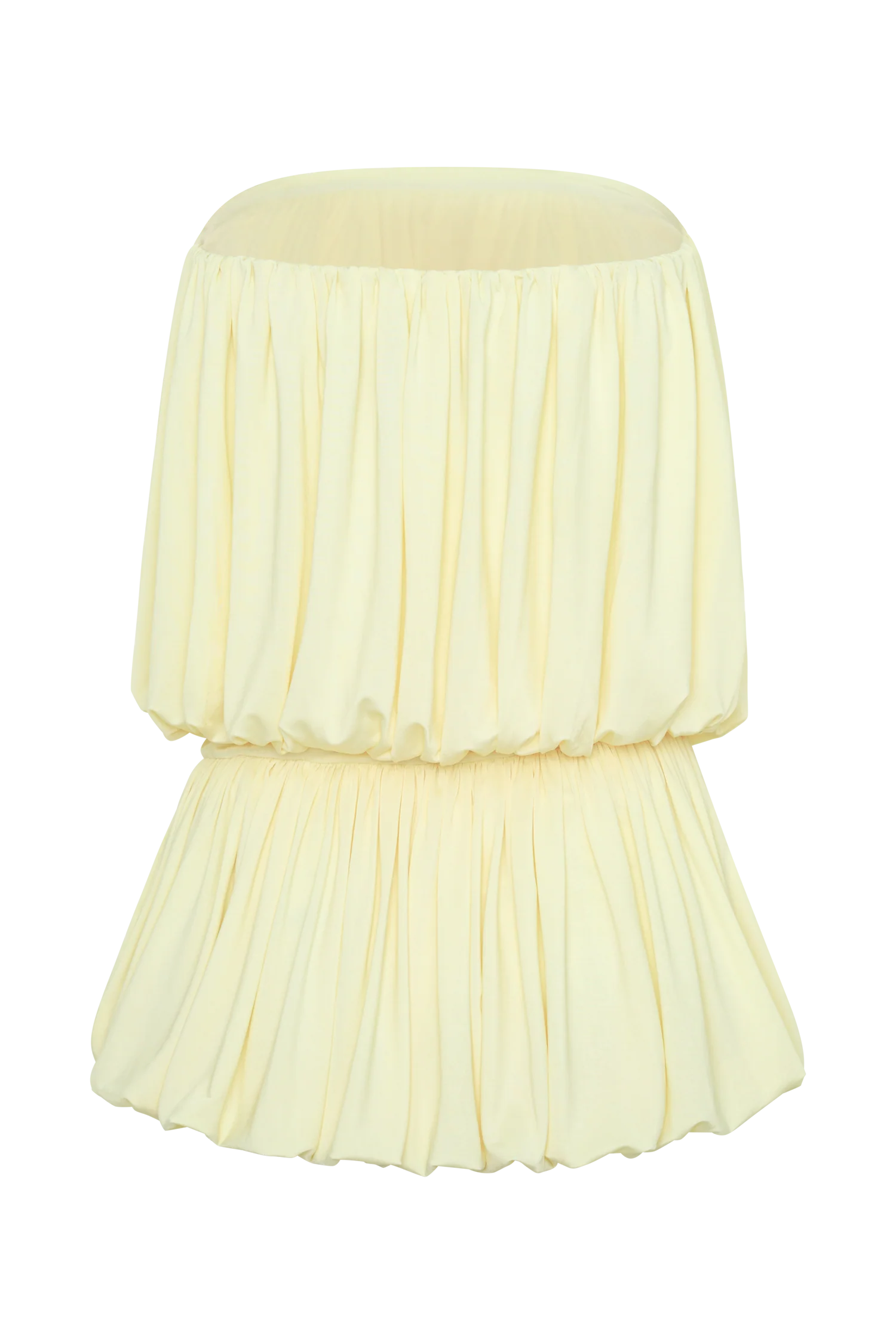 Safiya Strapless Gathered Bubble Mini Dress - Lemon