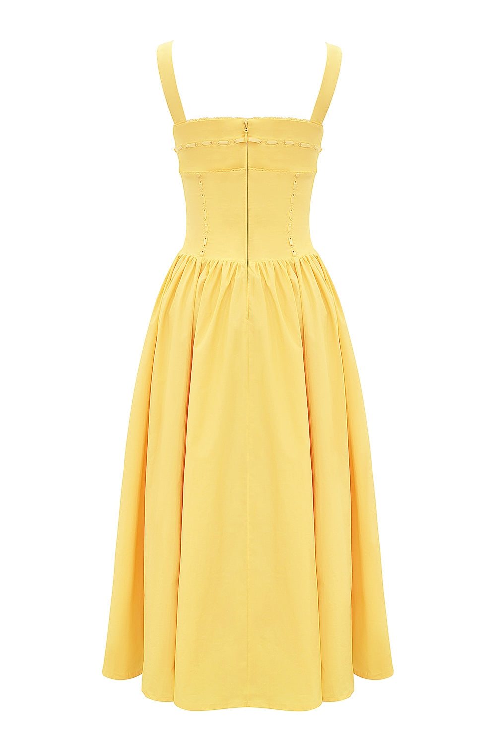 Vivien-Apricot Cotton Midi Sundress