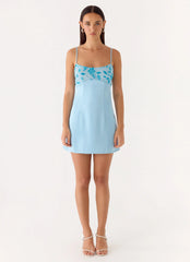 Zion Beaded Micro Mini Dress - Blue