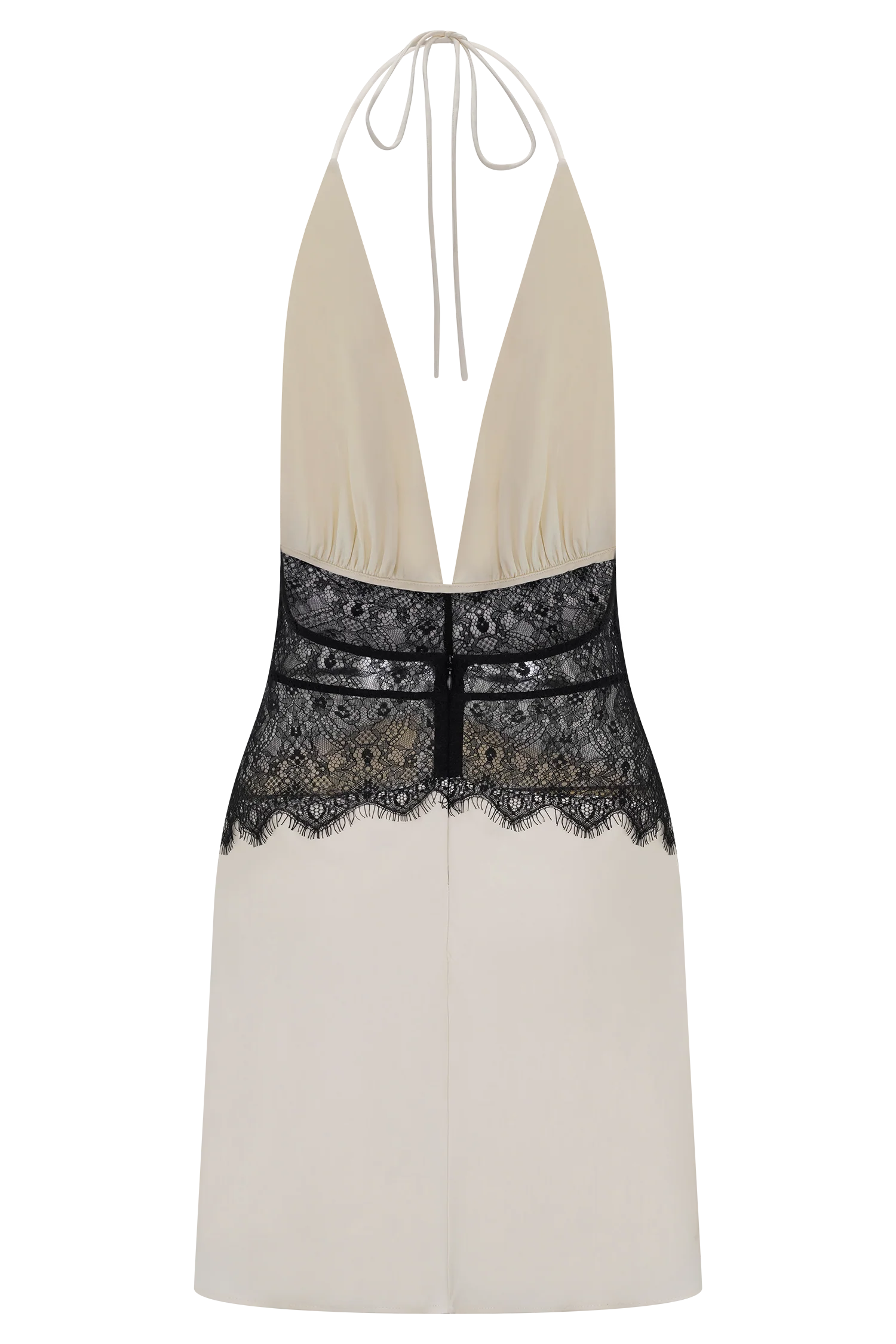 Dinah Lace And Satin Mini Dress - Black/Ivory