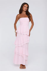 Dressed To Be Seen Strapless Maxi Dress Pink