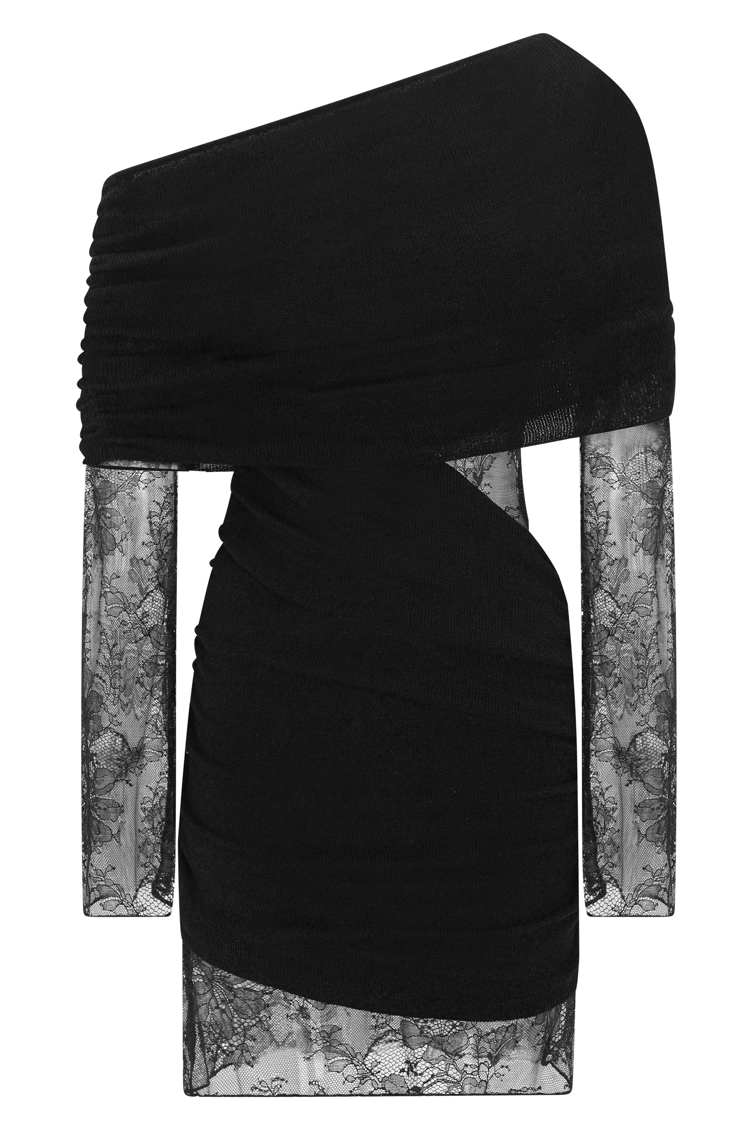 Luxie Lace Knit Mini Dress - Black