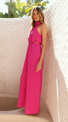 Lara Halter Neck Wide Leg Jumpsuit - Pink