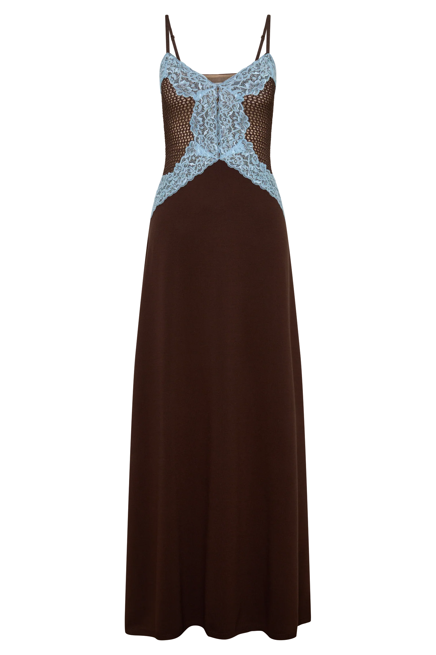Bray Knit & Lace Maxi Dress - Chocolate/Blue