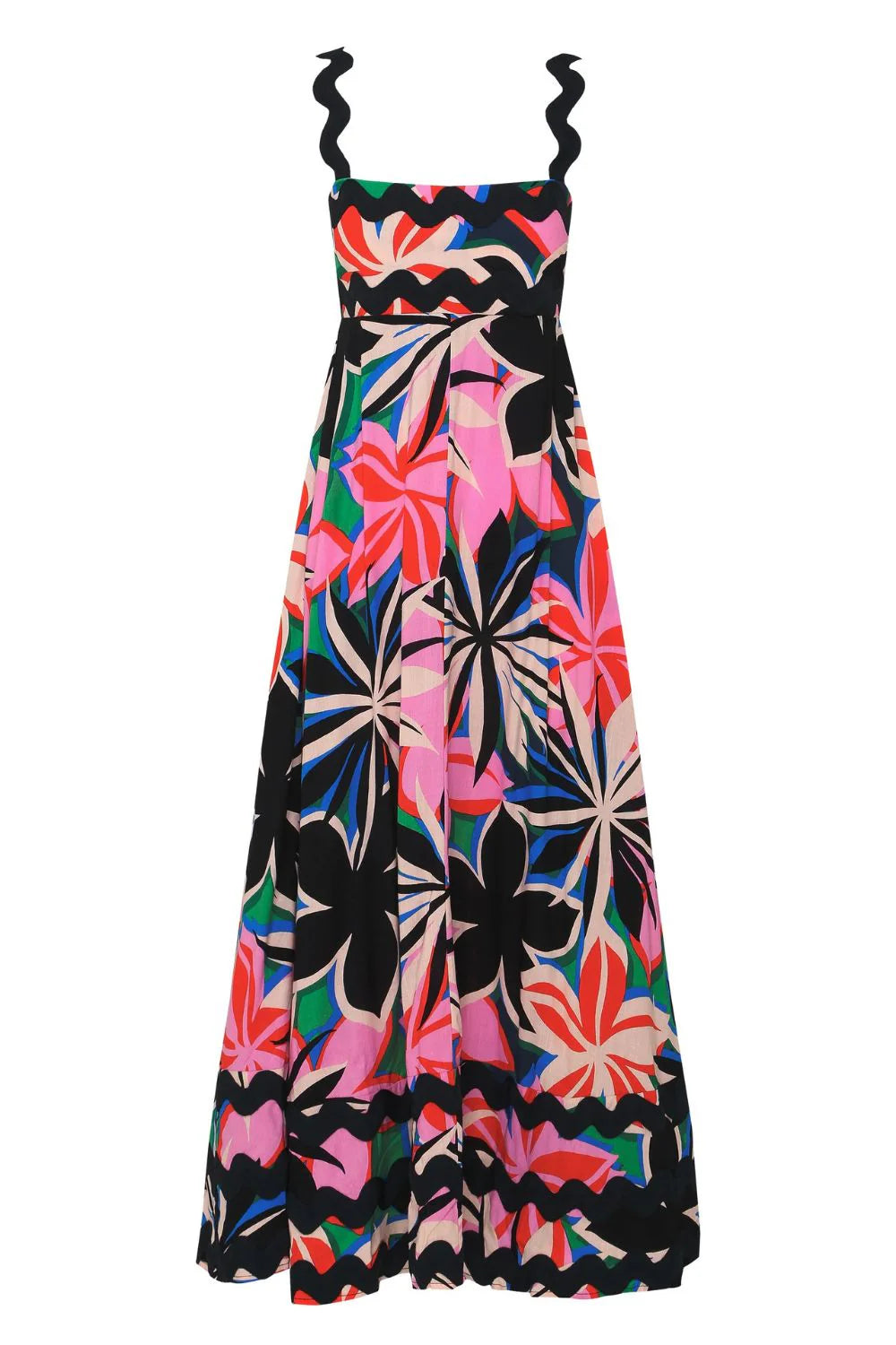 Hazel Blues® |  Printed Square Neck Wide Strap Dress