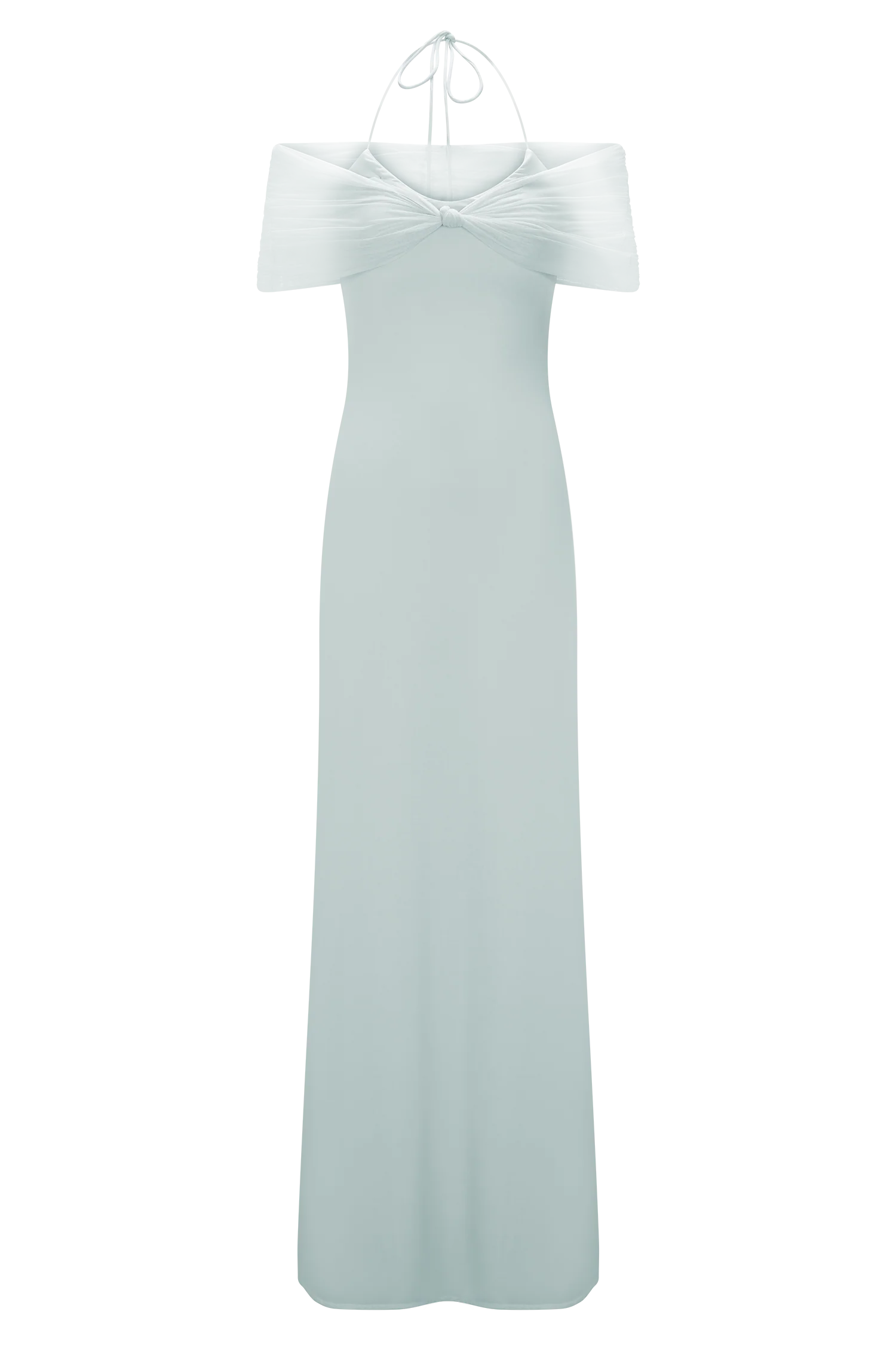Bernadina Mesh And Slinky Halter Maxi Dress - Pale Blue