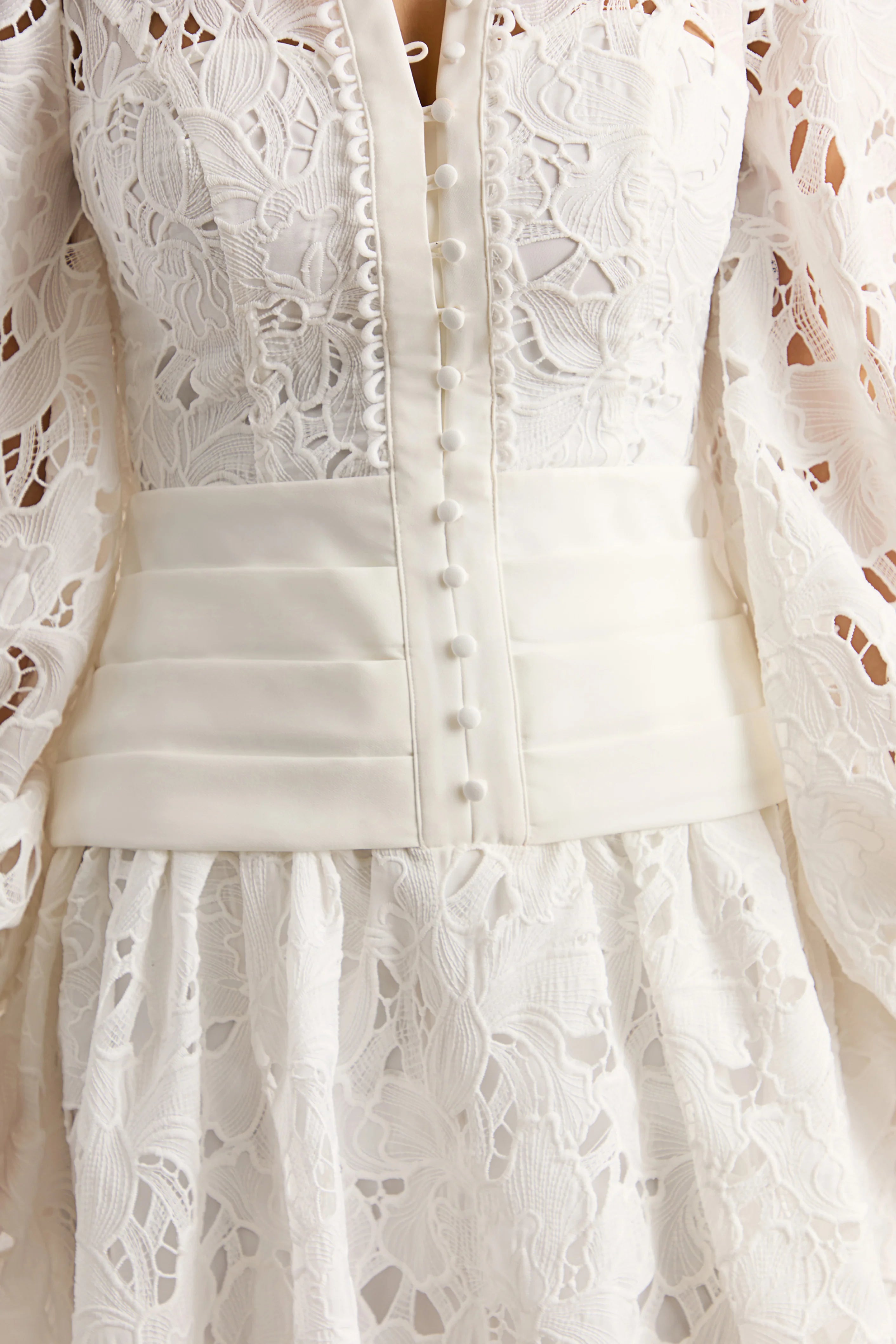 Helena | White Crew-Neck Mini Dress With Puff-Sleeves and Pleated Skirt