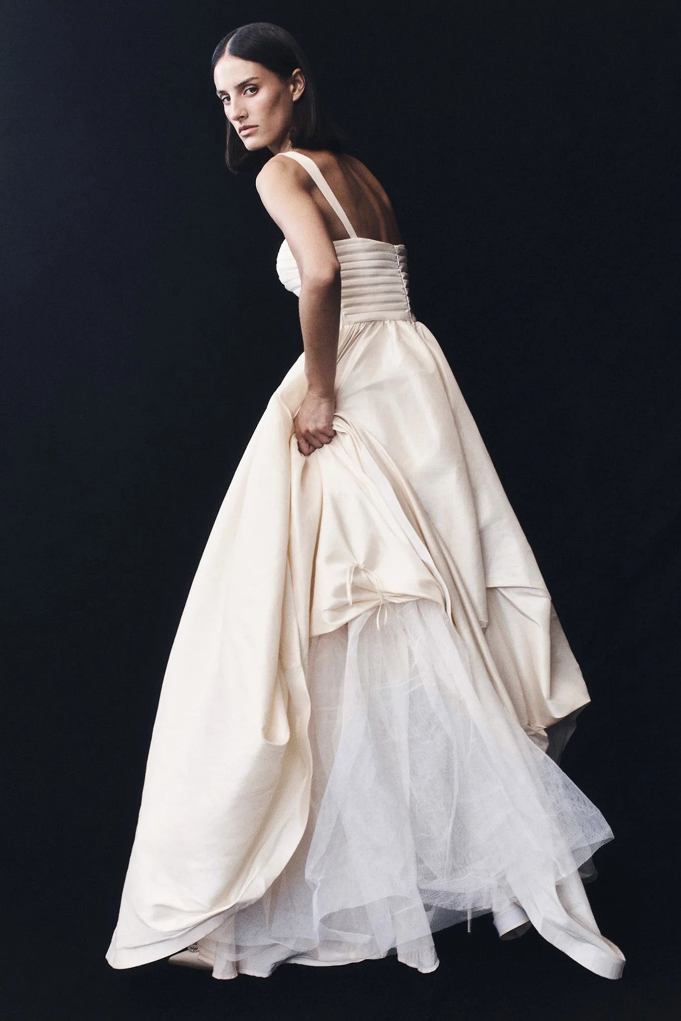 Carla Ruched Gown - Cream Ivory