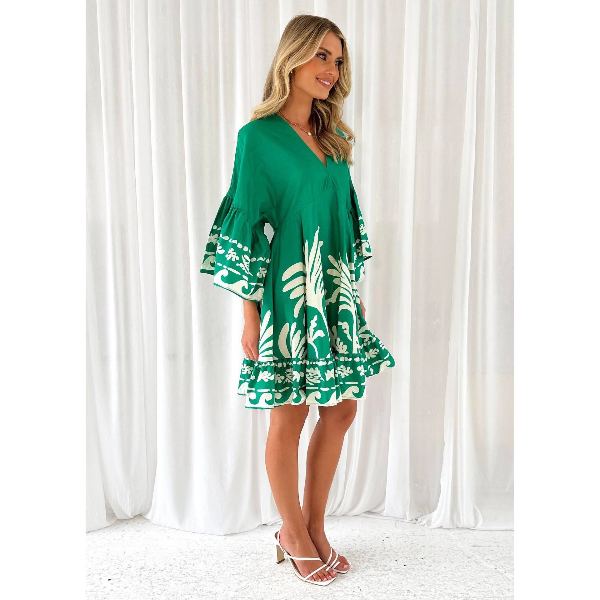 Tropical V-neck dress