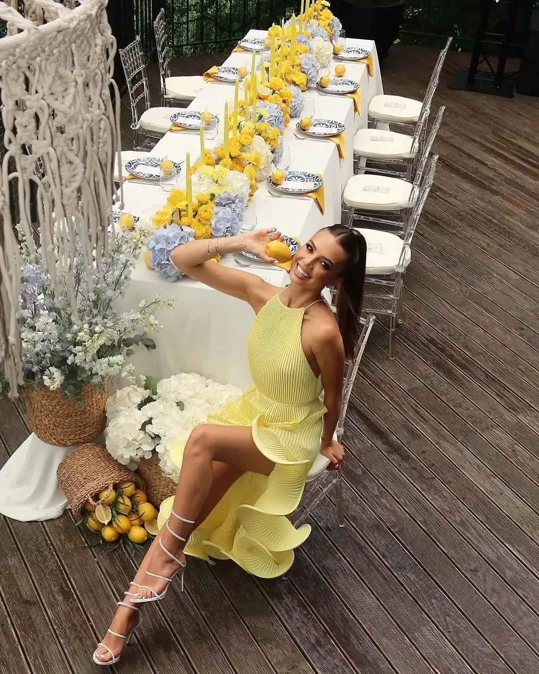 Sculpted Ruffle Asymmetric Hem Halter Midi Dress