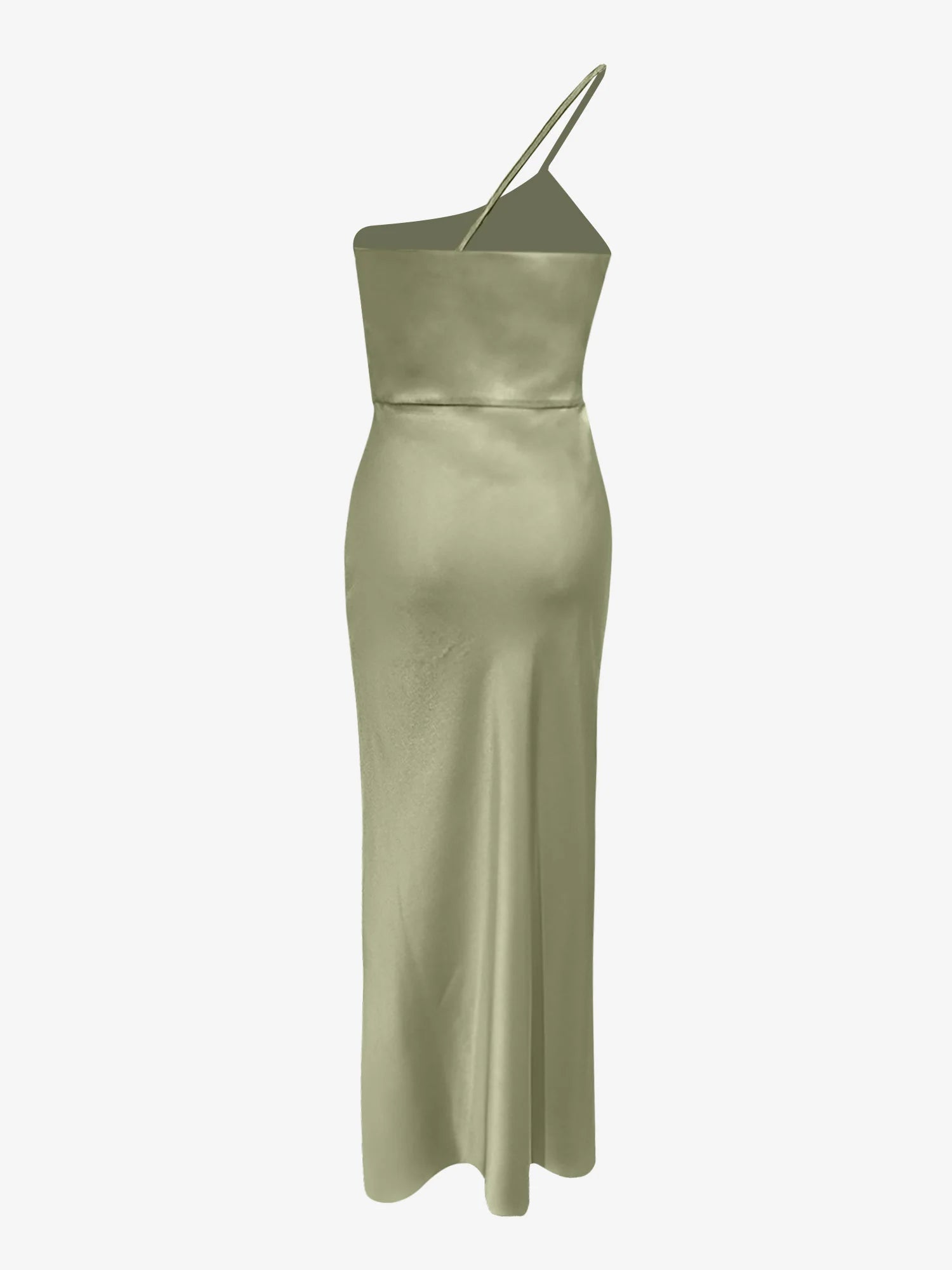 One Shoulder Spaghetti Strap Backless Satin Dress