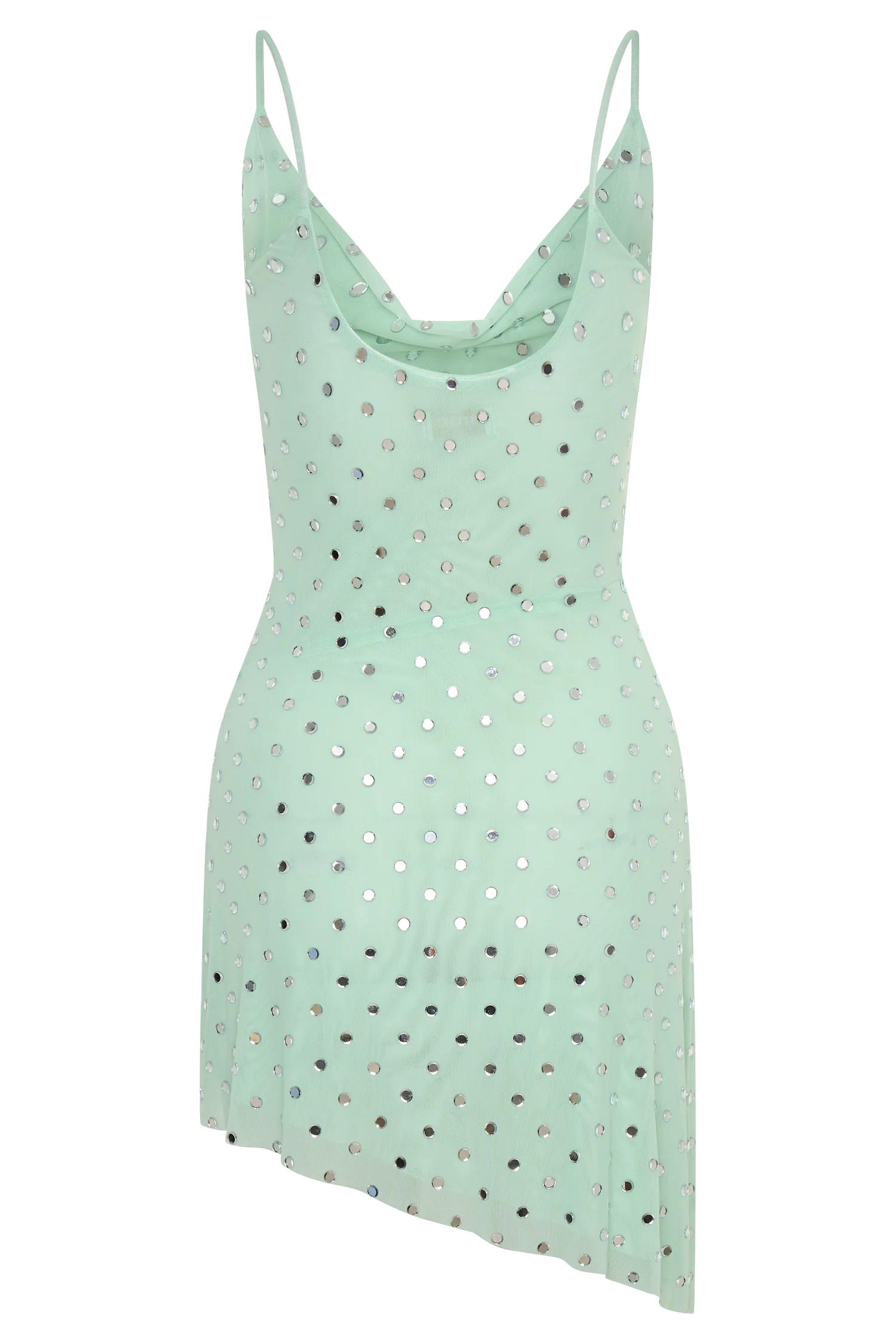 Zahra Diamante Cowl Mini Dress - Mint