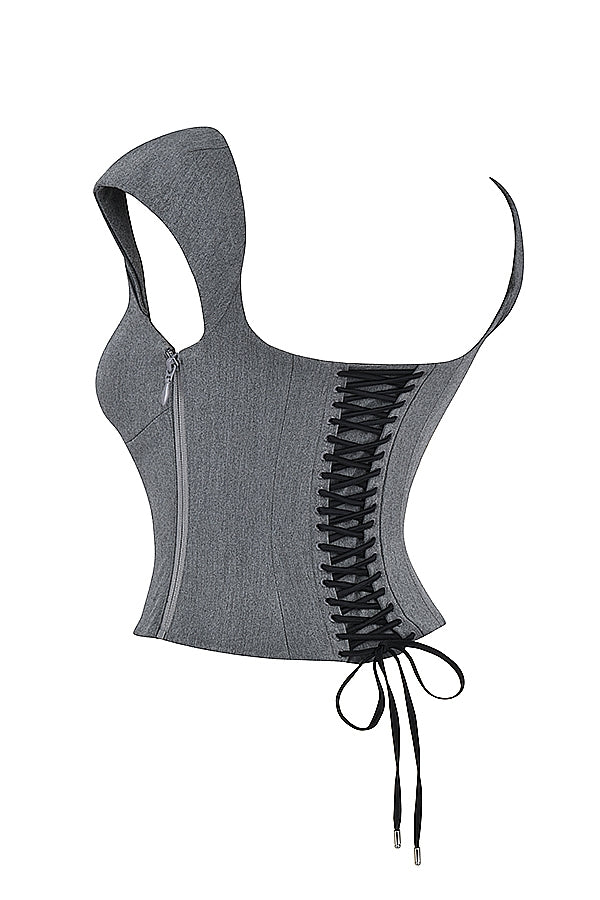 Rowena-Grey Lace Back Corset