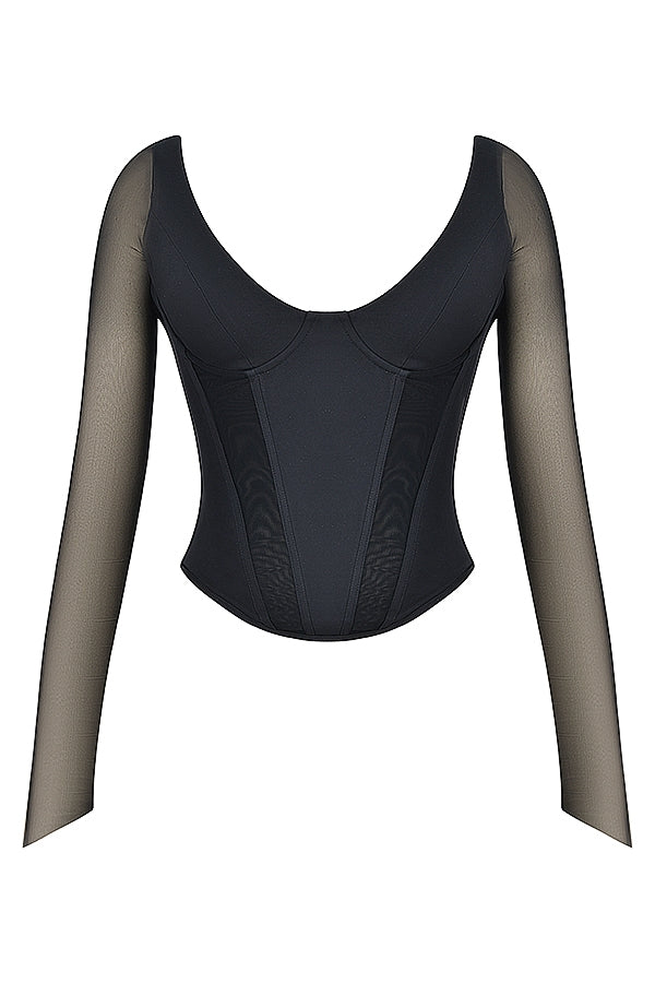 Araminta-Black Long Sleeve Corset