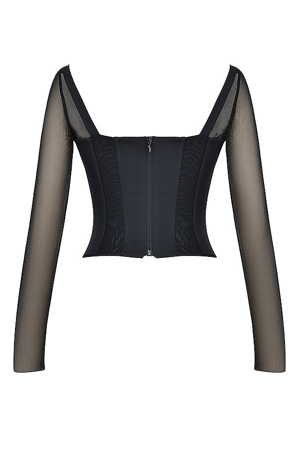 Araminta-Black Long Sleeve Corset