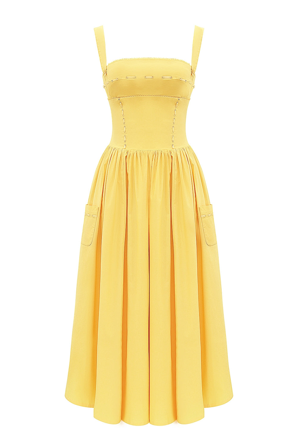 Vivien-Apricot Cotton Midi Sundress