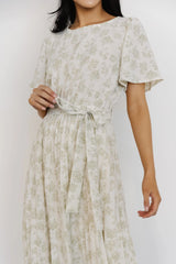Prim Pleated Dress | Vintage Olive Print