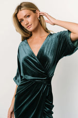 Brendyn Ruched Velvet Dress | Jade