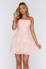 Sweet Affection Floral Strapless Mini Dress Pink